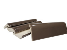 Brown Ceramic Tile Bullnose Mudcap Subway Edge Trim Vintage Mud Cap Curved Edge picture