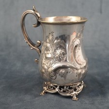 Antique Roberts & Hall Old Sheffield Silver Plate Tankard w Vine Motif picture