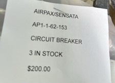 Airpax/Sensata Circuit Breaker 15A 240V AC 3-Pack P/N AP1-1-62-153, 1922R14B picture