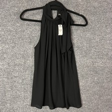NEW EXPRESS Black Sleeveless Halter Neck Bow Tie Top S picture