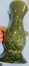 Brush McCoy 510 Vintage Green Mottled Art Pottery Glossy Vase 9 in picture