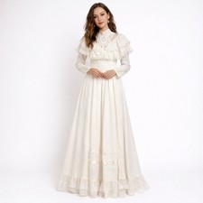 GUNNE SAX Romantic Renaissance Lace Prairie Bridal Wedding Dress Long Sleeve picture