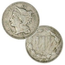 1865 Three Cent Nickel In Circulated Condition picture