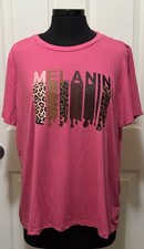 Melanin Graphic T-Shirt Pink Women Size 1x Leopard Dripping  Print Tee Boho picture