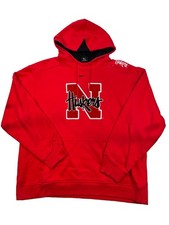 Vintage Nike Team Nebraska Huskers Hoodie Sweatshirt Men Large Red Center Swoosh picture