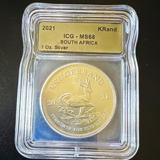 South African Mint 2021 Krugerrand 1 oz .999 Silver KM#2835 ICG MS68 picture