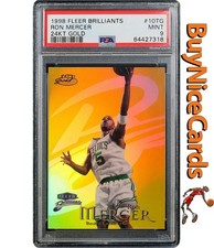 1998 Ron Mercer Fleer Brilliants 24kt Gold /25 #10TG PSA 9 Mint picture