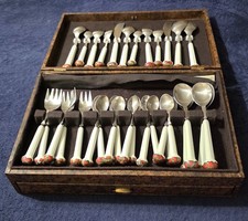 Denby Castile Flatware Cutlery Set 44 Pc Red Enamel Replacements picture