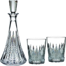 Waterford Lismore Diamond Crystal Decanter & 2 Old Fashioned Glasses Whiskey Set picture