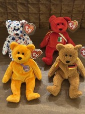 LOT of 4 Ty Beanie BEARS  All MINT  Celebration,  Osito, Germania, & Red  picture