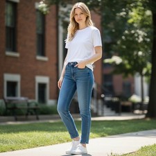 Paige Hoxton Ultra Skinny Jeans Womens 30 Med Wash Blue High Rise Stretch Denim picture