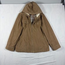 Sonoma Life + Style Corduroy Jacket Size L Brown Hooded Faux Fur picture