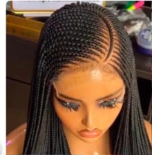 Adomac 051 Black One Curved Synthetic Braided Wig Easy Styling picture