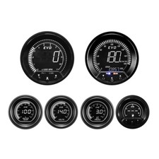 EVO Digital 6 Gauge Set GPS Speedometer White & Green LCD KMH °C BAR 85mm & 52mm picture