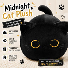 9.8in Kawaii Black Cat Plush Pillow Doll - Soft Toy for Kids, Anime Cat Plushies picture