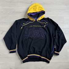 Vintage Los Angeles Lakers Starter Double Hood Hoodie Jacket Size XL NBA 90s picture