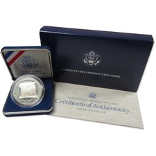 1987 S U.S. Constitution Commemorative Silver Dollar Proof OGP COA picture