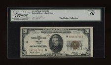 DBR 1929 $20 FRBN Dallas Fr. 1870-K Legacy 30 Serial K00421711A picture