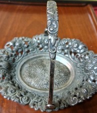 Antique Indonesian Yogya Djokja Silver 800 Pierced Repousse Dish 128.5g Kotagede picture