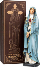 Hand-Painted Our Lady of Seven Sorrows Statue, Light Blue Blessed Virgin Mary picture