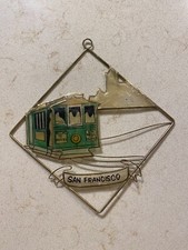 Vtg. Hanging Souvenir Sun Catcher San Francisco CA Trolley Car Mother of Pearl picture