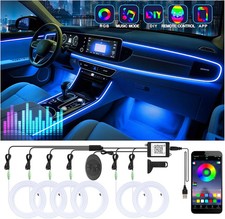 Luces LED Interiores Para Auto 6 En 1 RGB Tira Neon Ambientes Control App USB picture