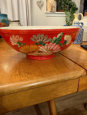 Vintage Ransburg Hand-Painted Floral Pottery Serving Bowl Hand-Painted picture