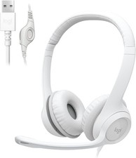 Logitech H390 Wired USB On-Ear Stereo Headphones with Mic White PC Laptop picture
