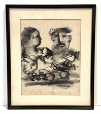 Vintage Nicolas Mordvinoff Charcoal Sketch Drawing Signed Framed picture