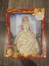 Barbie JBJ00 Holiday Barbie Doll 2025 Blonde Mattel Gold Gown Brand New picture