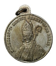 1857 France Monsignor Sibour Death Medal Jeton White Metal picture