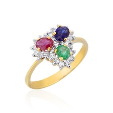 Sapphire Ruby Emerald Diamond Ring Jewelry 14K Lady Gemstones Variety Mix Match picture