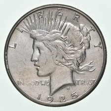 (1) AU 1925-S Peace Silver Dollar 90% - Almost Unc - San Francisco Mint picture