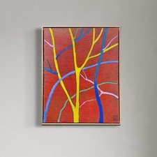 Abstract night Landscape 16x20 Original Oil Painting Framed contemporary   picture