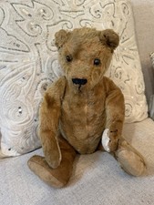 Wonderful Antique German Mohair Teddy Bear c. 1910s 14.5” Shoe Button Eyes picture