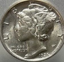 1924 S Mercury Dime ICG MS62 picture