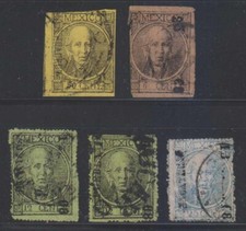 MEXICO 1868 HIDALGO Sc 49 & 52-54 (5x) Acapulco, Veracruz, Puebla++ SCV$129.00+ picture