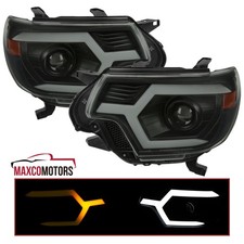 Fits 2012-2015 Toyota Tacoma Smoke LED Tube Projector Headlights Sequential Lamp picture