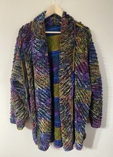 Vintage Sue Blue NY Rainbow Color Shirred Chenille Fiber Artist Coat Jacket picture