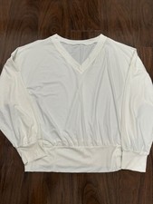 HALARA White V-Neck Relaxed Dolman Top picture