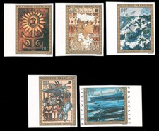 [OOS] French Polynesia 1973 POLYNESIAN PAINTINGS IMPERF SET MNH #C100-C104 picture
