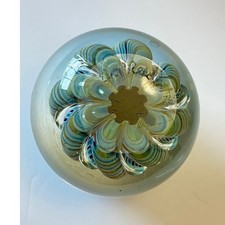 Art Reed Signed Studio Art Glass Paperweight Amber Swirl 1978 Vintage picture