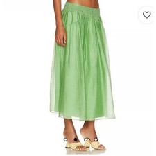 Vince NEW Smocked waist gathered midi skirt sprout green size L capsule luxury picture