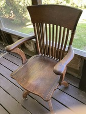 Antique J.S. Ford Johnson And Co. Chicago Oak Swivel Tilt Office Chair c1900 picture