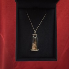 Zales Enchanted Disney 10K Rose Gold Castle In Dome Necklace Sterling picture