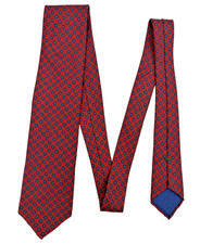 Fort Belvedere Neck Tie 100% Silk Blue Red Floral Medallions Handmade Designer picture