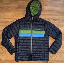 Cotopaxi Fuego Hooded Down Jacket Mens S Black Green Colorblock Puffer Gorpcore picture