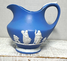 Vintage Wedgwood/Jasperware Style Ceramic Pitcher w/ Classical Figures 18oz picture
