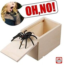 Wooden Prank Spider Scare Box Hidden in Case Trick Play Joke Scarebox Gag Toy picture