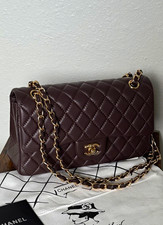 CHANEL Brown Quilted Flap Shoulder Bag Turn Lock Gold Chain Strap Dust Bag picture